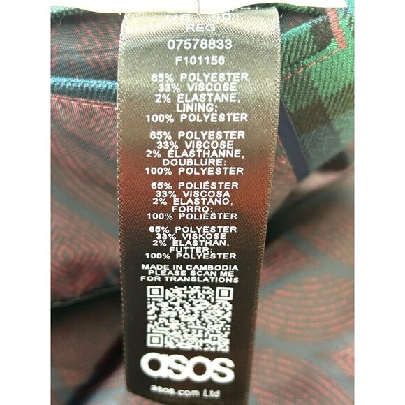 New ASOS Green Blue Tartan Plaid Mens Sz 40 Regular Blazer Jacket Sport Coat Hng - Picture 11 of 12